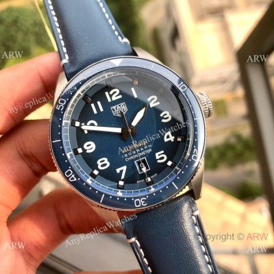 Buy Copy TAG Heuer Autavia Isograph Blue Ceramic Watches 42 mm Tag Heuer Mens Watch Leather Strap